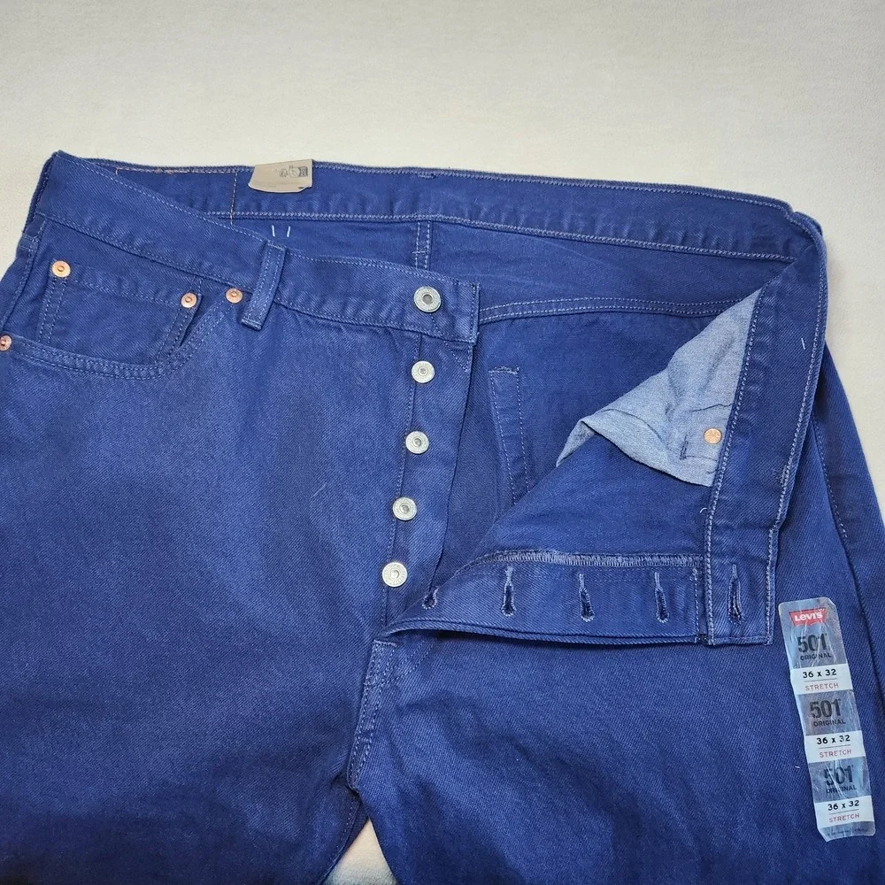 LEVI'S 501 Original Fit Straight Jeans Mens 36 x 32 Cobalt Blue Colorful NEW